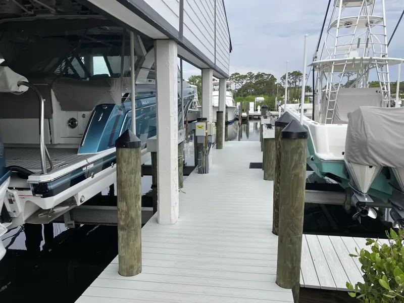 Composite dock with timber pilings